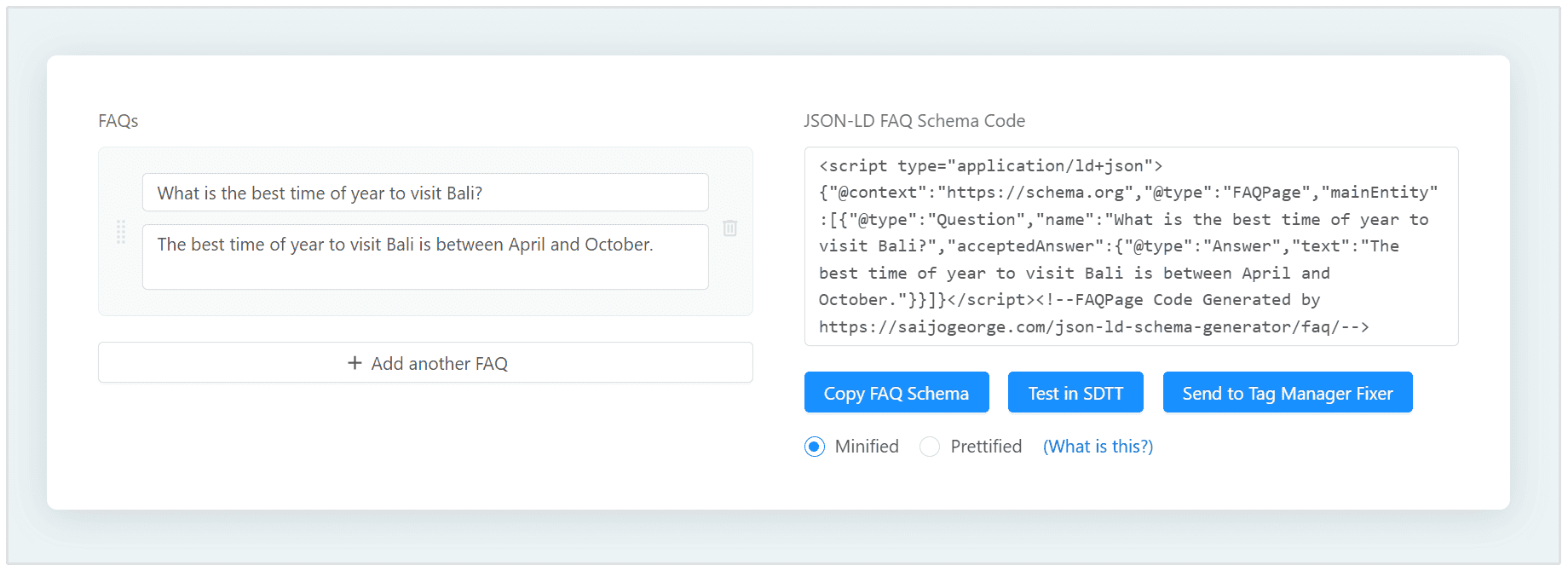 FAQ schema tool